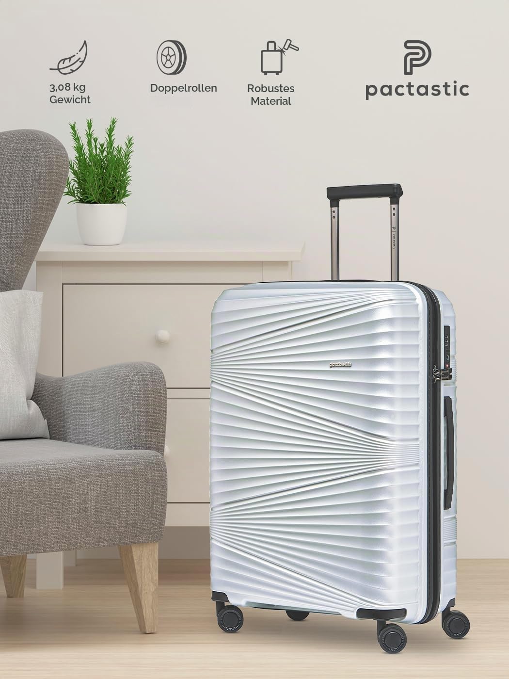Pactastic Collection 02 Ultraleicht Hartschalen Check-in Koffer | Mittelgrosser Trolley 45 x 25 x 67