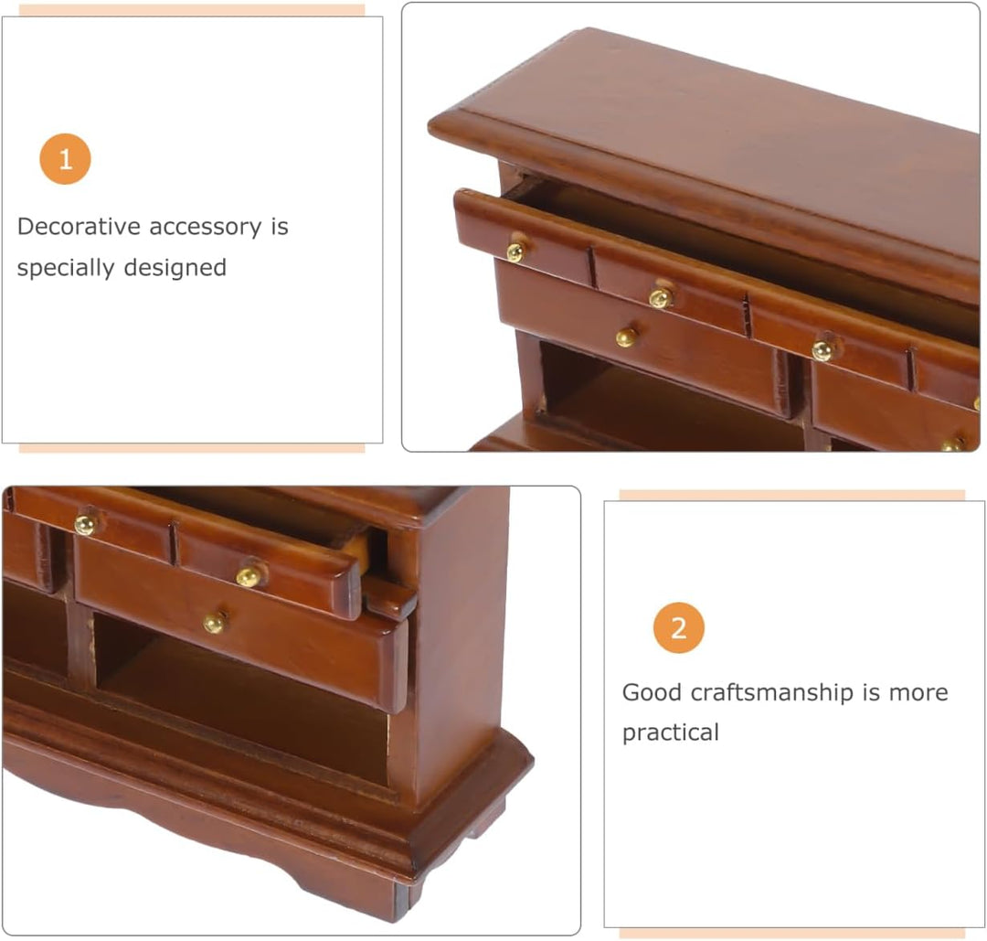 TOYANDONA Mini Möbel Tv-Schrank Holz Puppenhaus Zubehör Kommode Nachttisch 1:12 Massstab DIY Miniatu