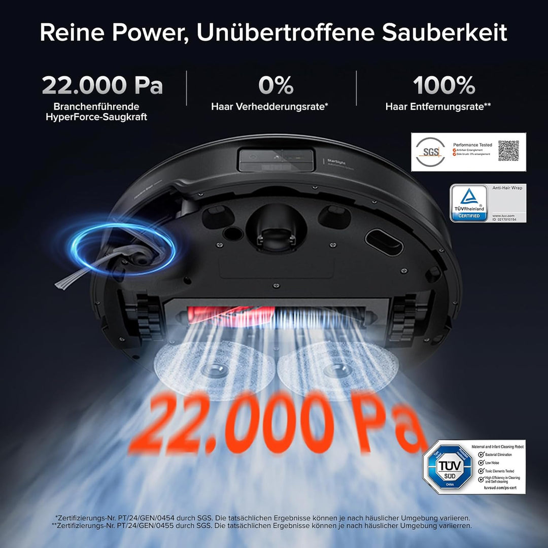 roborock Saros 10R Set Saugroboter mit Wischfunktion&angebbarem Wischmopp, 22.000 Pa HyperForce Saug