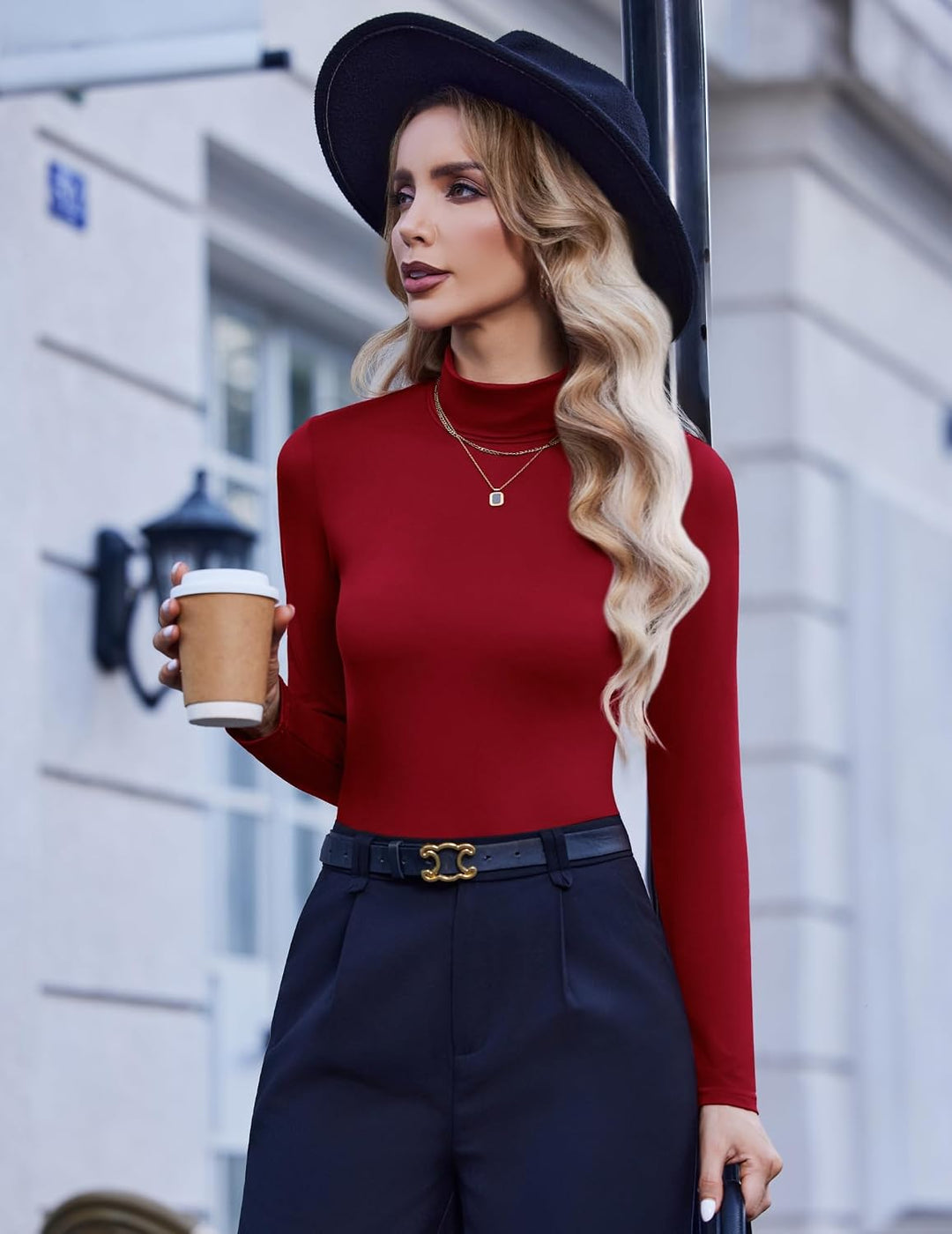 Zeagoo Damen Long Sleeve Shirt Rollkragen Slim Fit Basic Oberteile Elegant Hemd Tshirts Stretch Unte