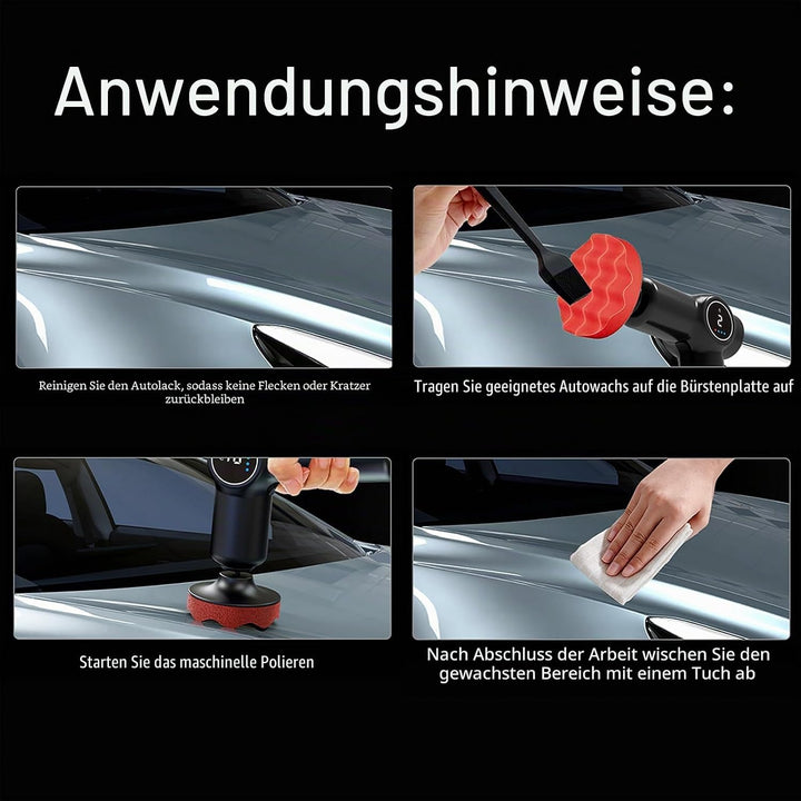 Auto Akku Poliermaschine mit LCD Display, Polierset mit 2 einstellbaren Geschwindigkeitsstufen, mult