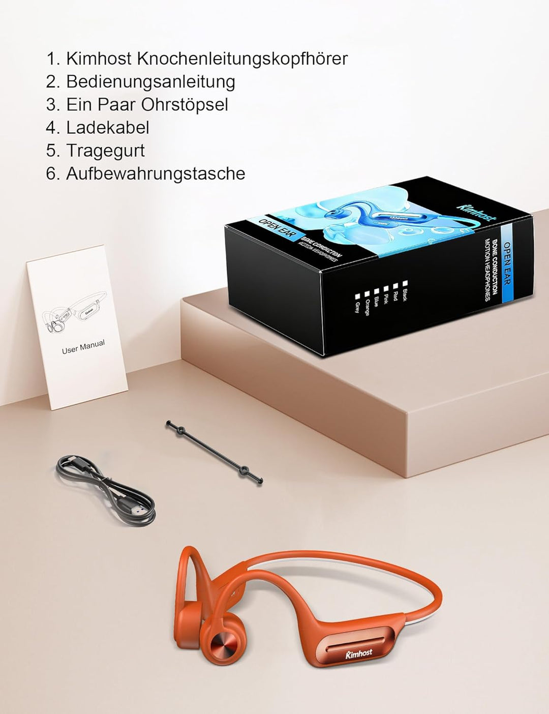 Knochenschall Kopfhörer Schwimmen – IP68 Wasserdicht, Bluetooth 5.4 Sport Kopfhörer mit 32GB MP3-Pla