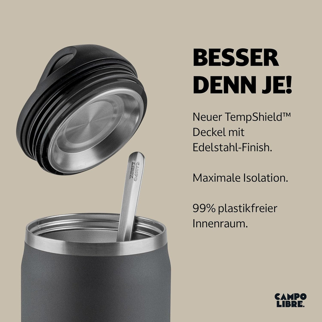 Campo Libre.® Lotta, Thermobehälter für Essen, Edelstahl Thermobecher Essen mit Löffel, Warmhaltebeh