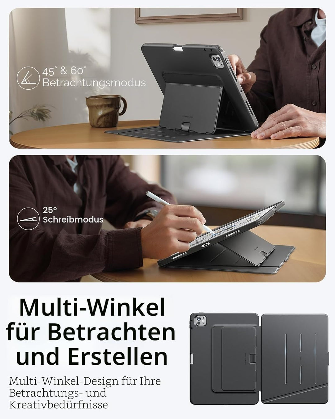 ESR für iPad Pro 13 Zoll Hülle (M5/M4) 2025/2024, Vertikaler Ständer, Multi-Winkel, Ultra-stabile Hü