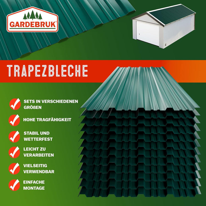 GARDEBRUK® 28x Trapezblech 110x46cm = 14m² Verzinkt Rostresistent Wetterfest Profilblech Dachblech W