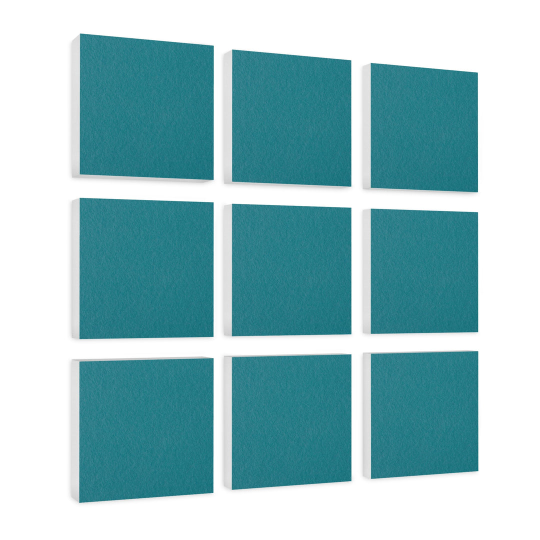platino24 Akustikpaneele 9 Elemente Colore Quadrat 27,5 x 27,5 cm Petrol I Schallabsorber aus Basote