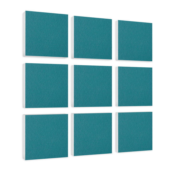 platino24 Akustikpaneele 9 Elemente Colore Quadrat 27,5 x 27,5 cm Petrol I Schallabsorber aus Basote