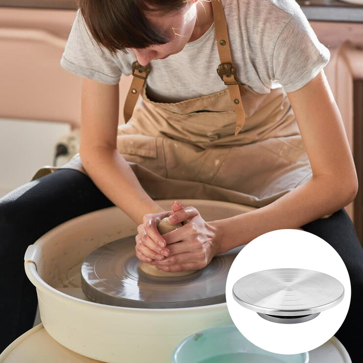 Töpferscheibe, 25cm Aluminium Drehscheibe Craft Clay Drehteller, DIY Tonwerkzeuge Doppelseitige Kuch