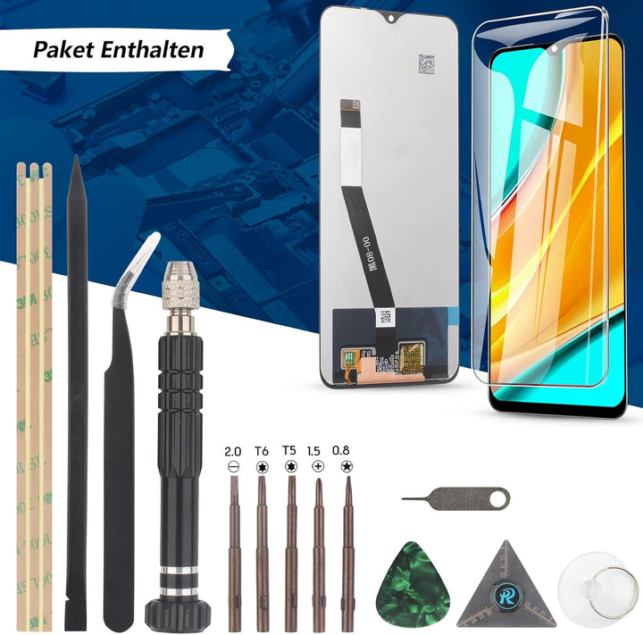 RongZy Kompatibel mit Xiaomi Redmi 9 M2004J19G M2004J19C Ersatz Bildschirm LCD Display und Touchscre