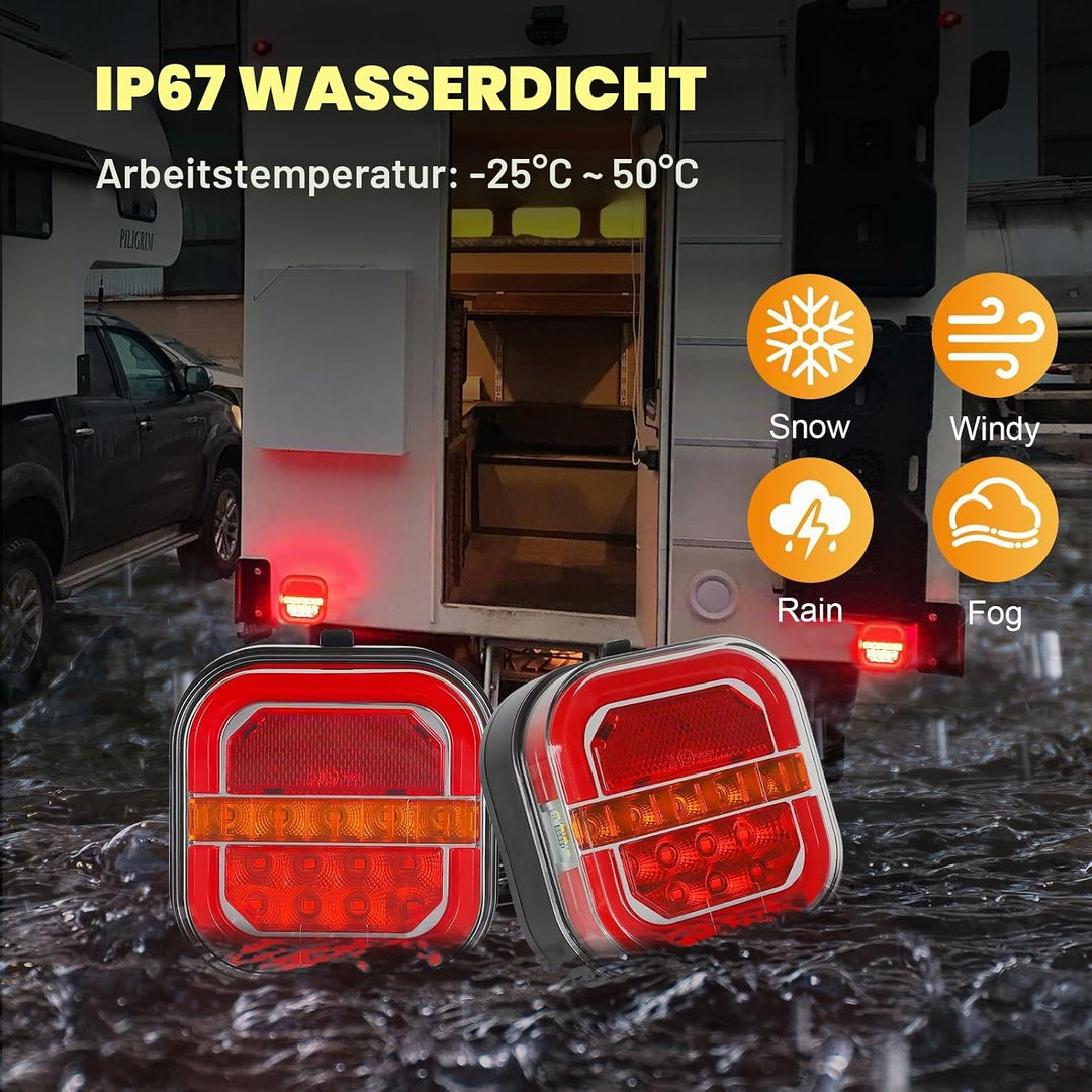 AOHEWEI Kabellose Beleuchtung LED Set Magnetische Anhänger Rücklichter Kabel frei 12V/24V LKW hinten