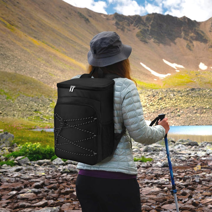 Isolierter Rucksack aus Oxford-Stoff, Kühlrucksack aus Oxford-Stoff mit Seitentaschen für Camping, S