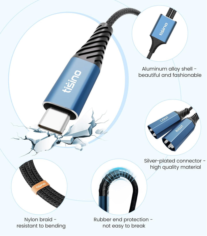 Tisino USB C auf Dual XLR Male Audio Kabel, XLR to USB C Stereo Power Amplifier Kabel für den Anschl