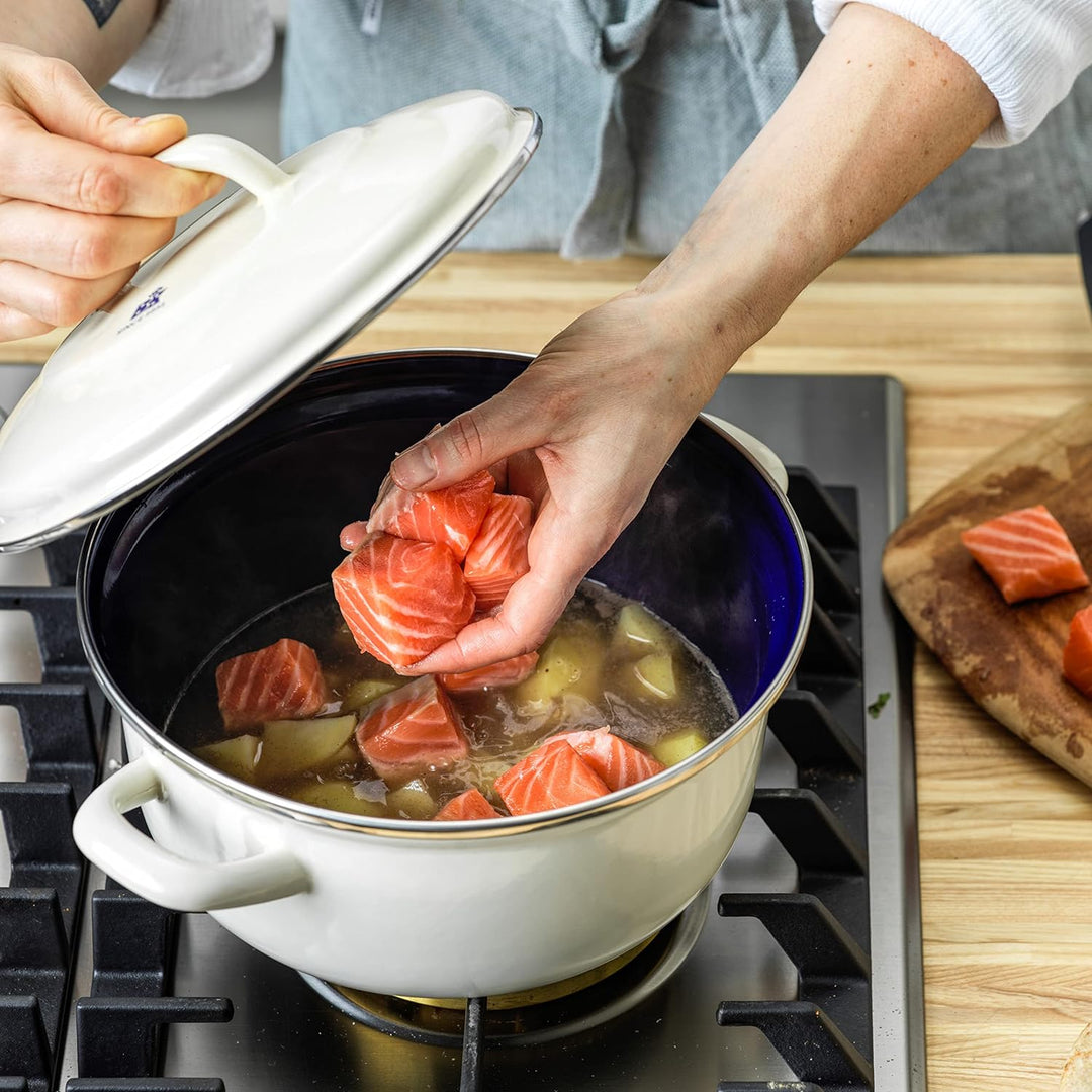 BK Indigo Holländisches Erbe Runde Deutsche Emaillierte Kasserolle mit Deckel mit PFAS-Freier Kerami