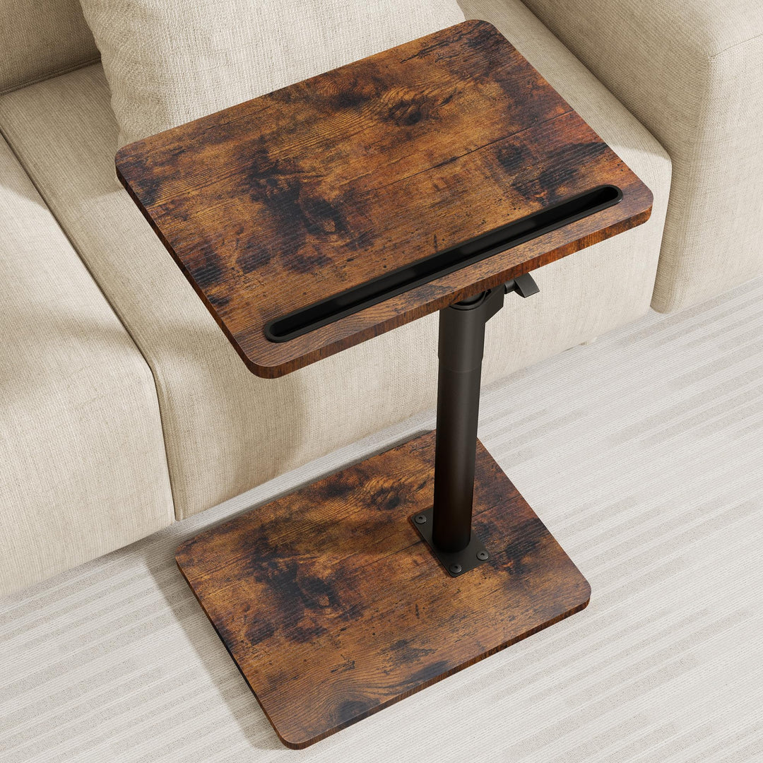 YUHFERA Couch Beistelltisch - 360° schwenkbarer höhenverstellbar Couchtisch/Holz Sofatisch,Sofa Arml