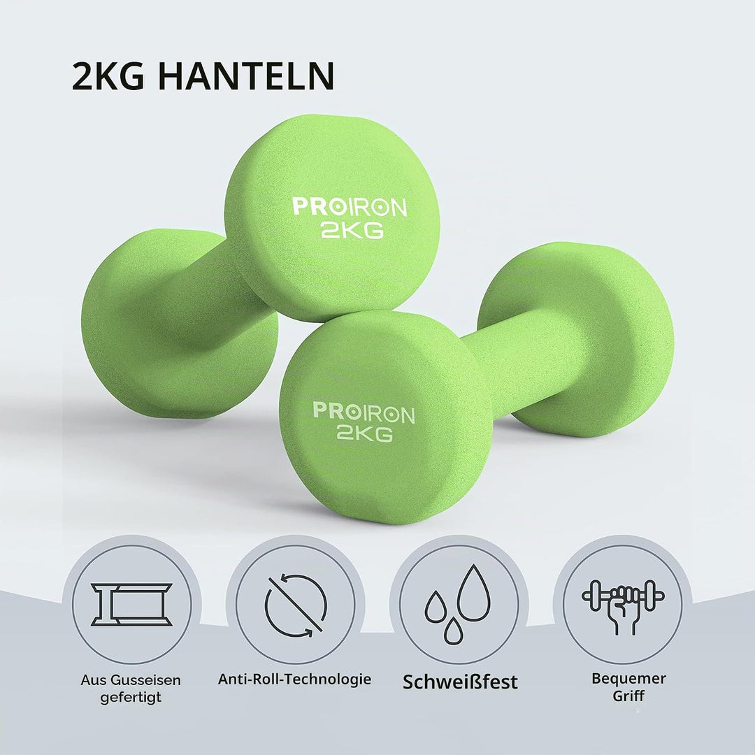 PROIRON Hanteln Neopren Kurzhanteln Frauen Hantelset Kleine Hantel Kurzhantelset (2er-Set) für Damen