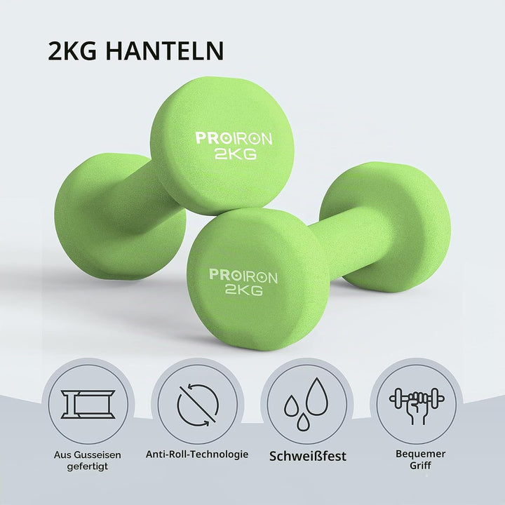 PROIRON Hanteln Neopren Kurzhanteln Frauen Hantelset Kleine Hantel Kurzhantelset (2er-Set) für Damen