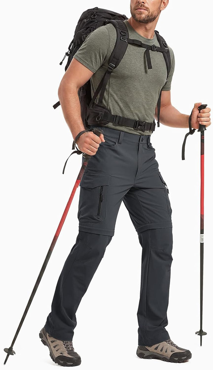 Vzteek Herren Wanderhose Zip Off Trekkinghose Outdoorhose Sommer Softshell Stretch Hose Kurz für Wan