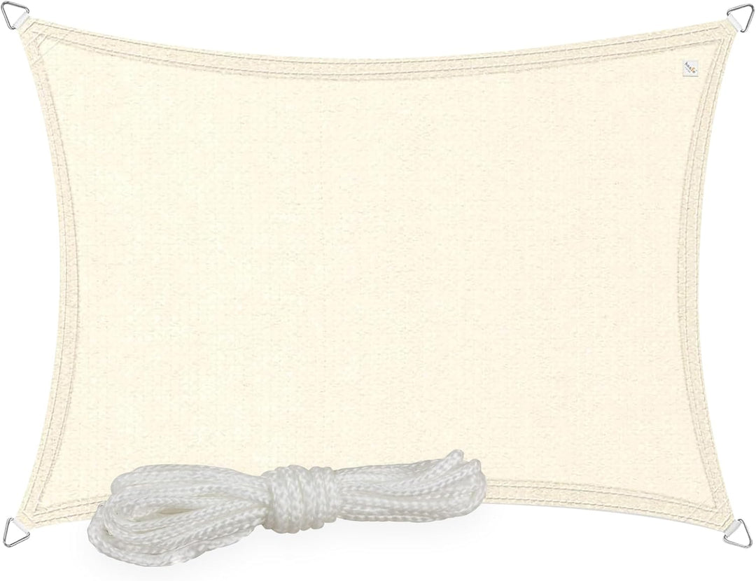 hanSe Sonnensegel rechteckig, Segeltuch Rechteck, 3x4m in Creme, aus HDPE Gewebe, wetterbeständig, m