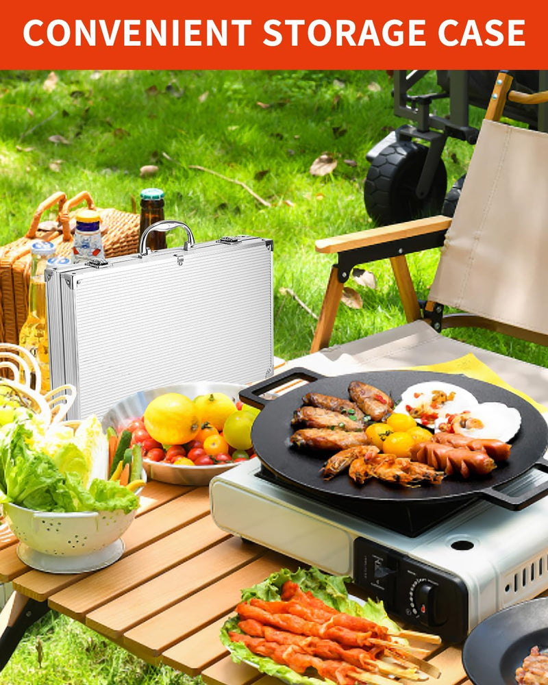 28 Stücke Edelstahl Grillzubehör Set, BBQ Grillbesteck Koffer, Grill Geschenke für männer, Grillbest