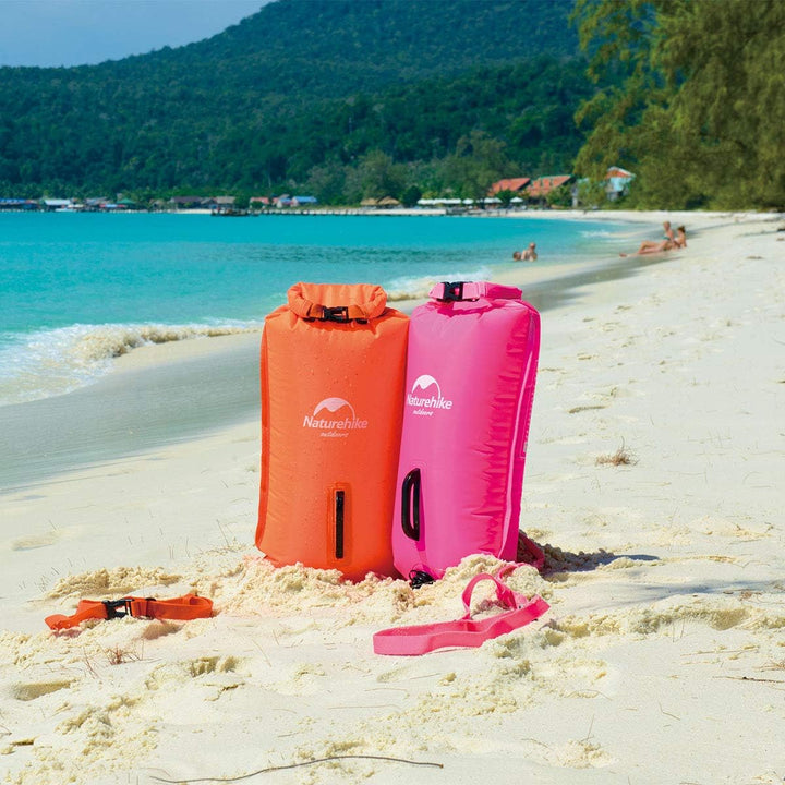 Naturehike 18L Schwimmboje Zwei Airbags Swim Boje Trockensack wasserdichte Strandtasche mit Verstell
