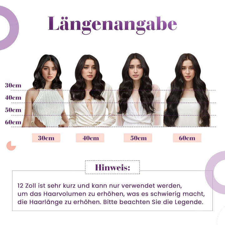 LaaVoo Echthaar Extensions Clip Schwarz Remy Clip in Extensions Echthaar 30cm Unsichtbar 5Pcs 70g Sc