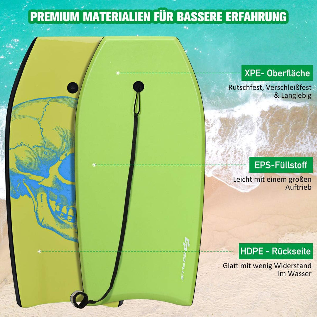GOPLUS Bodyboard mit Fuss - Zugseil, Schwimmbrett Erfüllt mit EPS Schaumstoff, Surfboard bis zu 85 k