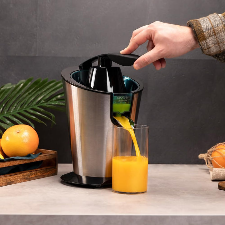 Cecotec Elektrische Zitruspresse für Orangen EssentialVita PowerFresh 1000 Inox. 1000W, Rostfreier F