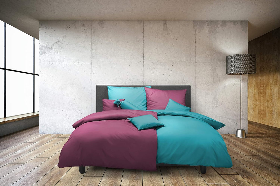 fleuresse Uni-Colours Bettwäsche-Set, Mako Satin, 100 Prozent Baumwolle, Fb. Gold, 240 x 220 cm Oran