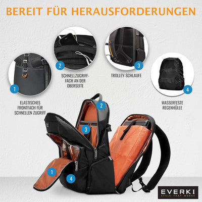 Everki EKP120 – Laptop Rucksack für Notebooks bis 18,4 Zoll (46,7 cm) mit durchdachtem Fächer-Konzep