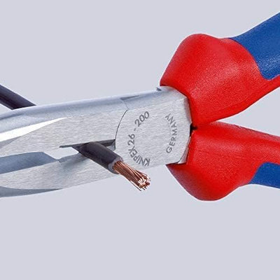 Knipex Flachrundzange mit Schneide (Storchschnabelzange) verchromt, mit Mehrkomponenten-Hüllen, mit