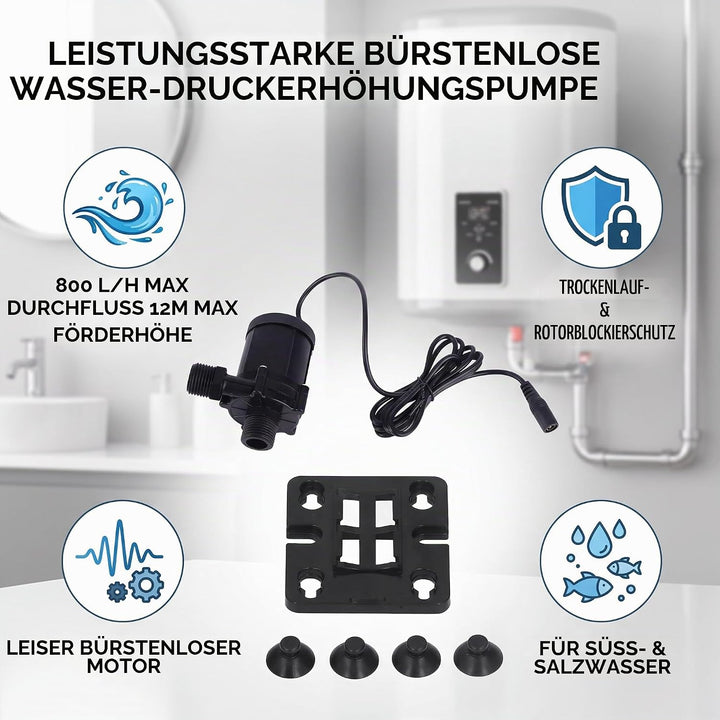 Brushless Tauchpumpe, DC 12V Druckwasserpumpe Ultra Leise, 700L/H, für Aquarium Brunnen Steingarten