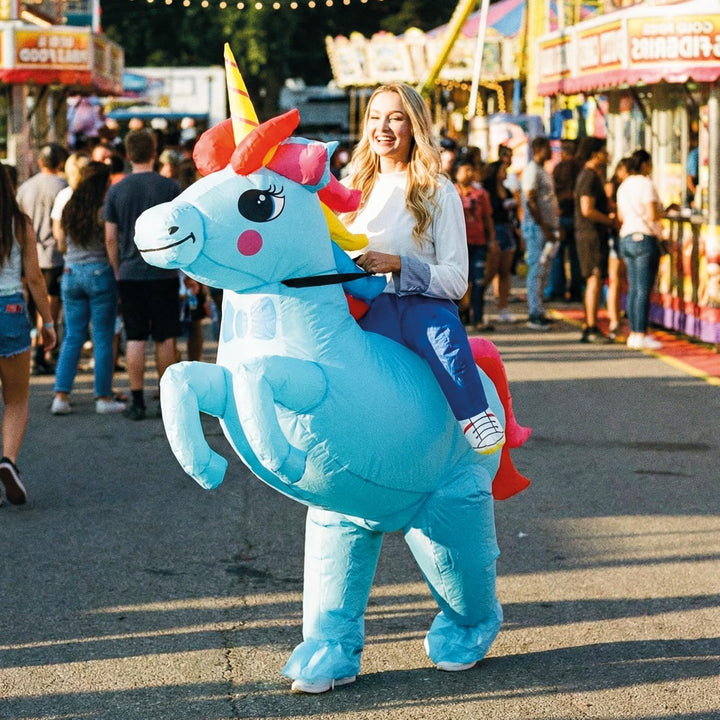 Aufblasbare Verkleidung Blaues Einhorn | Ungewöhnliches Kostüm in Erwachsenengrösse | Premium Qualit