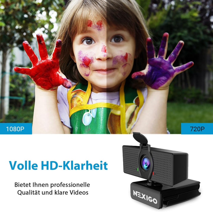NexiGo N60 1080P Webcam, HD-Webcam mit Mikrofon, Softwaresteuerung und Datenschutzabdeckung, USB-Com