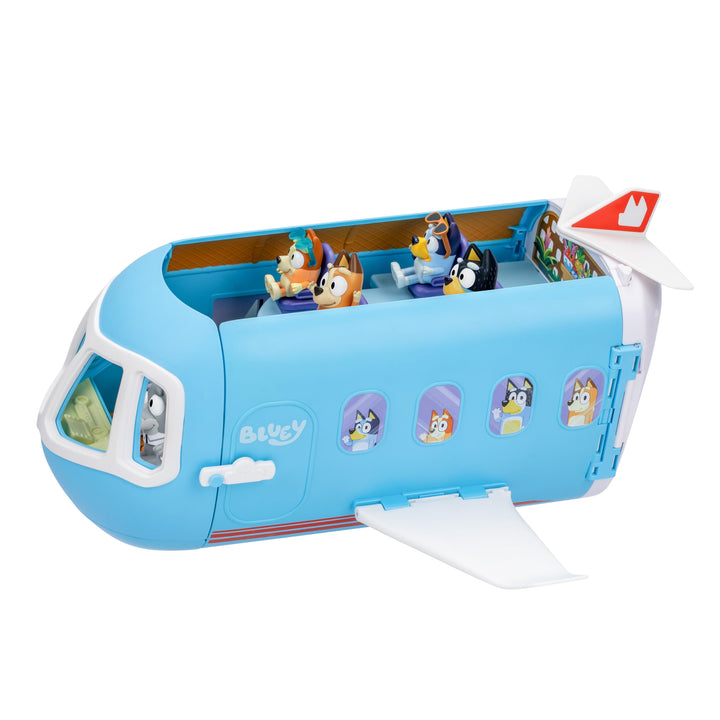 BlueY 3-in-1 Flugzeug-Spielset zum Ausklappen; Verwandlung von Flugzeug in Hotelresort & Boot! 70 cm
