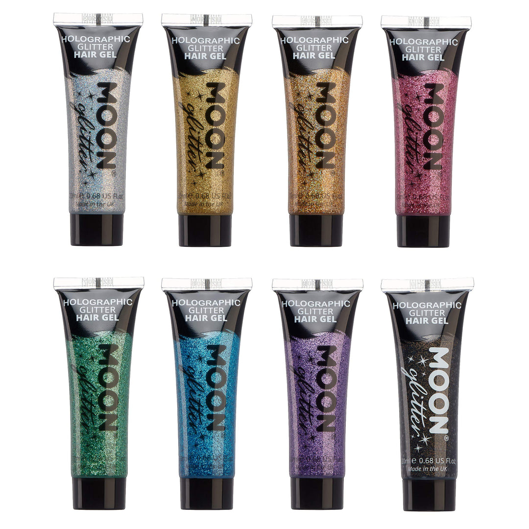 Moon Glitter - Holografisches Glitzer-Haargel - 20ml - Set mit 8 Farben