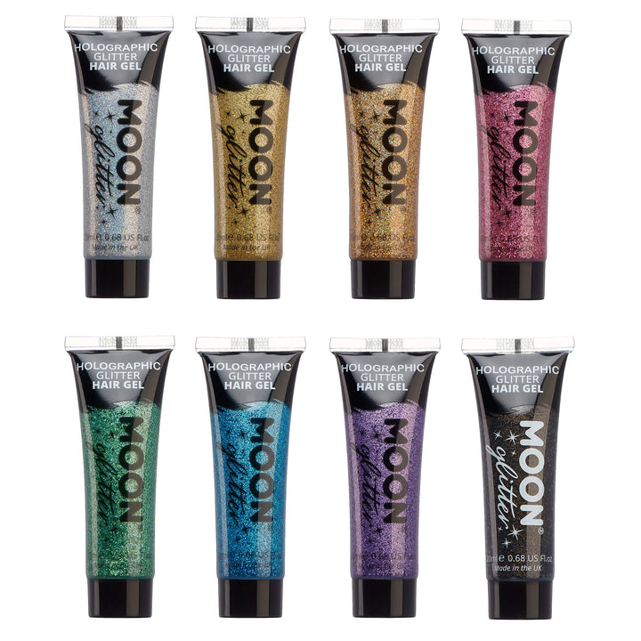 Moon Glitter - Holografisches Glitzer-Haargel - 20ml - Set mit 8 Farben