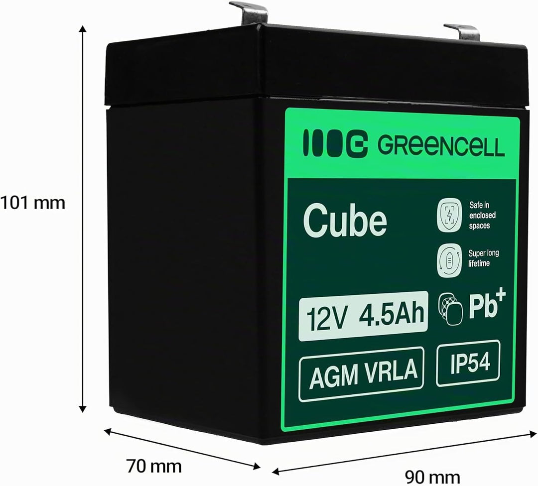 Green Cell® AGM 12V 4,5Ah Akku Vlies Batterie VRLA Blei Batterie Bleiakku Ersatzakku Akkubatterie Ve