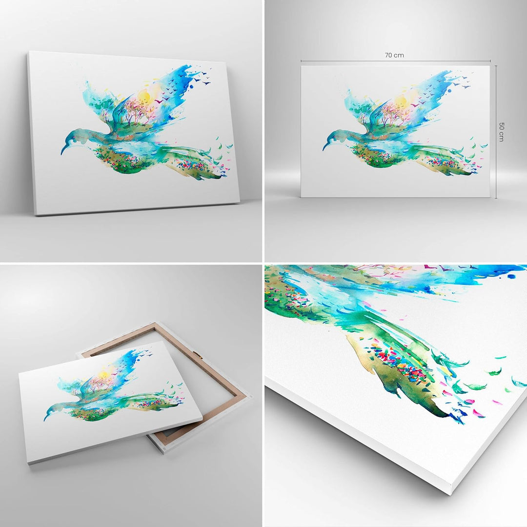 Bilder auf Leinwand Abstraktion Vogel Natur Bewegung Leinwandbild 70x50cm Wandbilder Dekoration Wohn