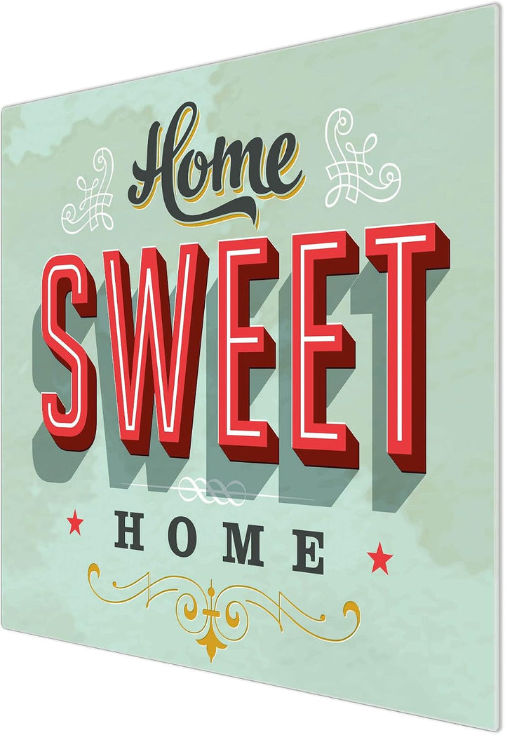 banjado® Herdabdeckplatte Glas 1-teilig 60x52 cm/Schneidebrett Herdabdeckung mit Motiv Home Sweet Ho