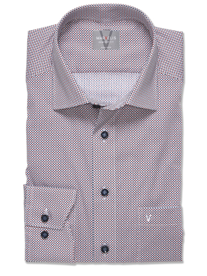 Marvelis Herren Businesshemd Langarm 703014,Rotationsdruck,Comfort fit,New Kent 39 Rot 35, 39 Rot 35