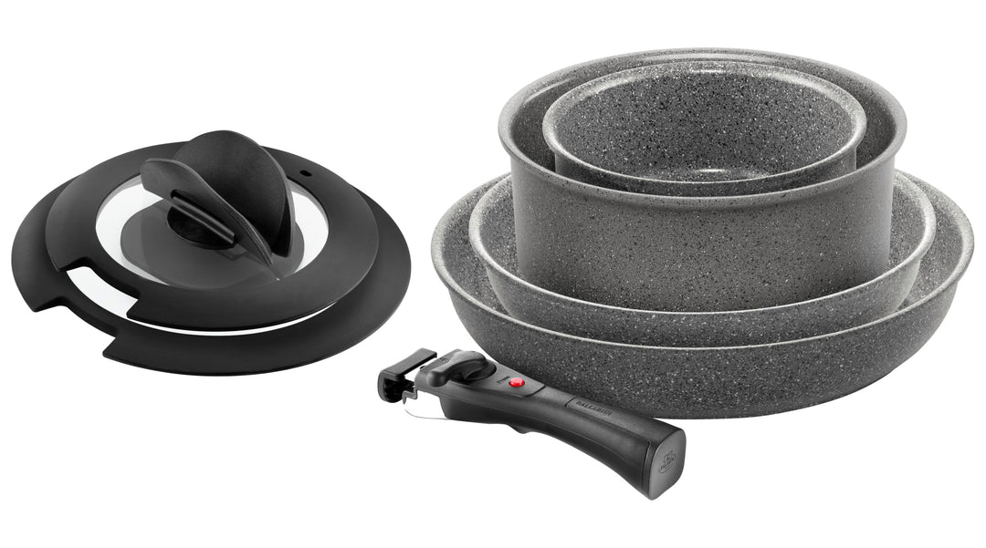 BALLARINI Torre Bratpfannen-Set und Stieltopf, 7 tlg, Keramikbeschichtung, Induktionsgeeignet, Abneh