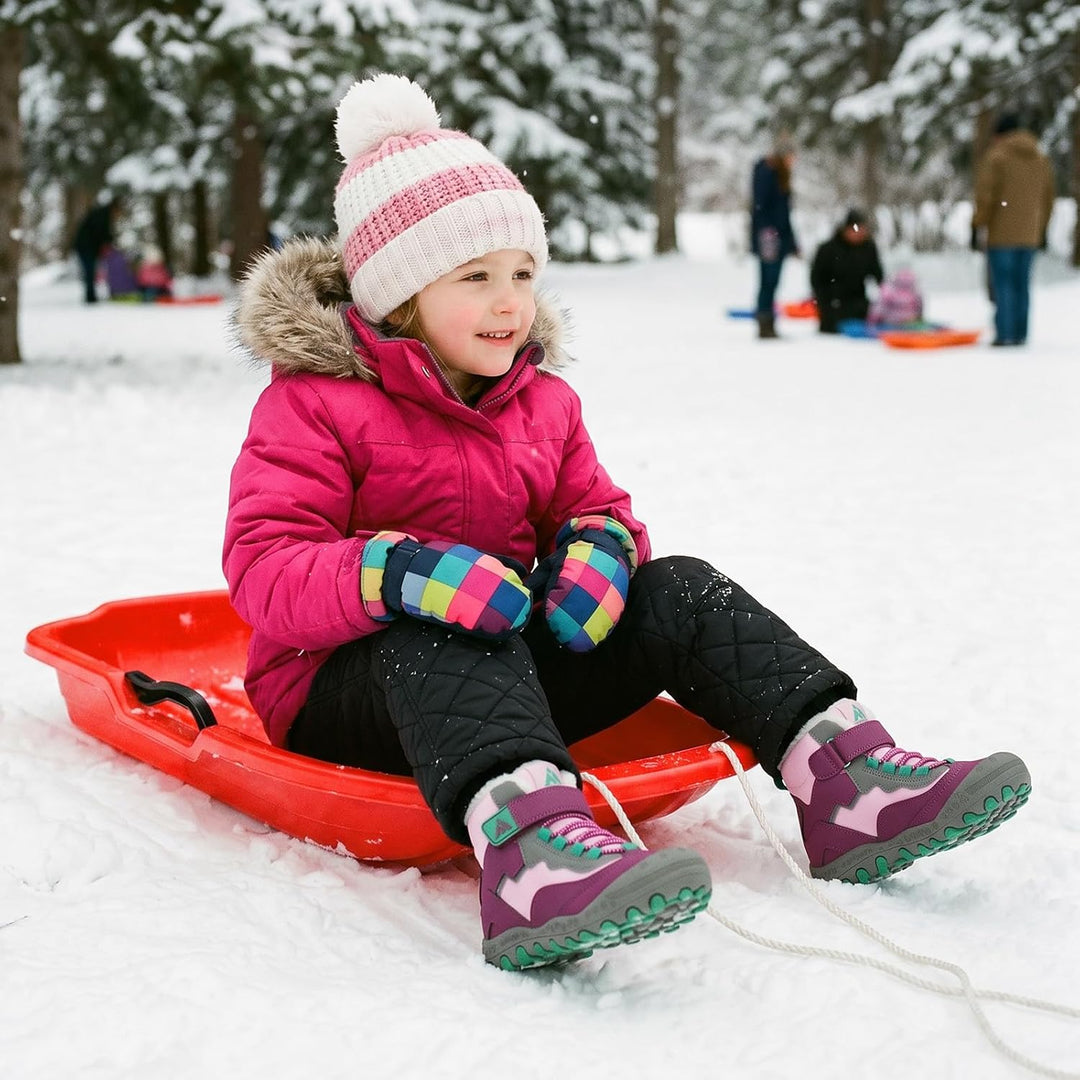 Mishansha Kinder Winterschuhe Gefüttert Winterstiefel für Jungen Mädchen Gr.24-38 37 EU Violett, 37