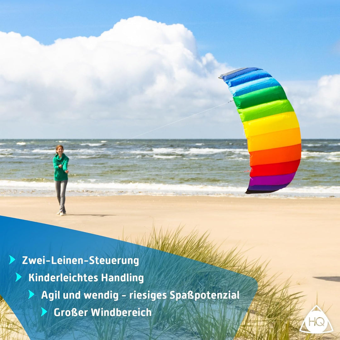 HQ Lenkmatte Lenkdrachen Symphony Beach III 1.3 Aqua, Zweileiner Matte, Drachen für Kinder und Erwac