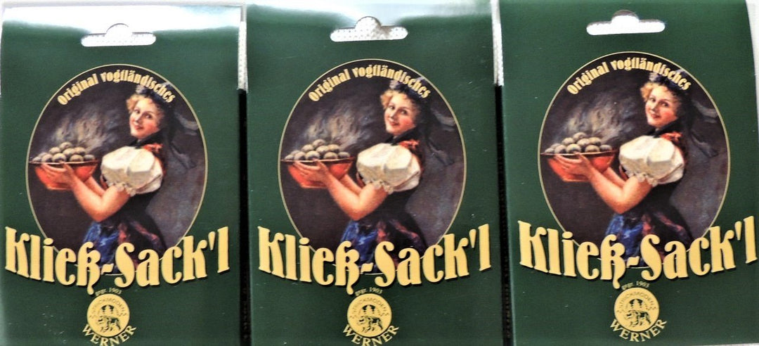 Unbekannt 3 Stück Klosssäcke gestrickt, Baumwolle, mit Rezept