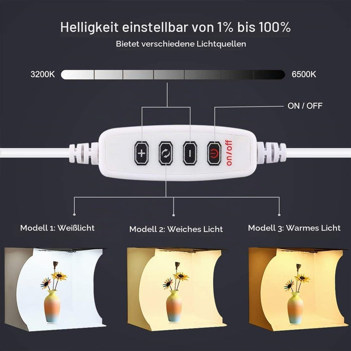 PULUZ Fotostudio 12’/ 30CM Dreifarbiger Temperaturschalter Falten Fotobox Lichtbox für klein Produkt