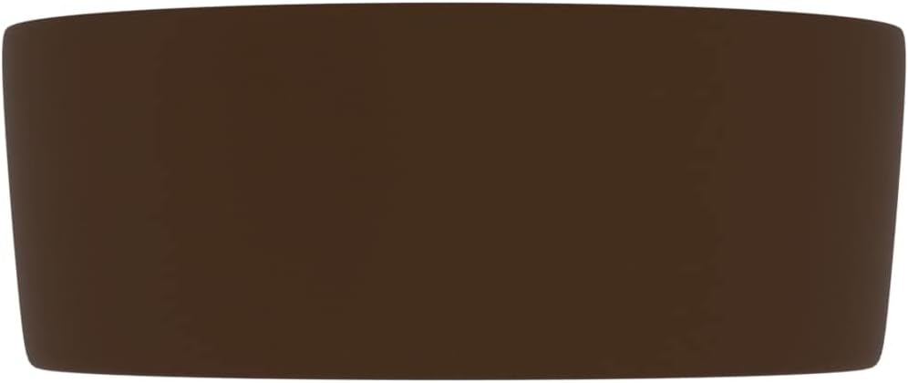Luxuriöses Waschbecken Rund Matt Dunkelbraun 40x15 cm Keramik Aufsatzwaschbecken Badezimmer Möbel Ha