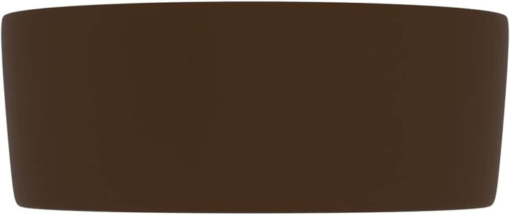 Luxuriöses Waschbecken Rund Matt Dunkelbraun 40x15 cm Keramik Aufsatzwaschbecken Badezimmer Möbel Ha