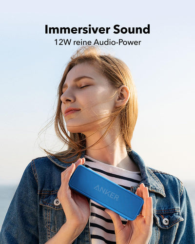 Anker SoundCore 2 Bluetooth Lautsprecher, Fantastischer Sound, Enormer Bass mit Dualen Bass-Treibern