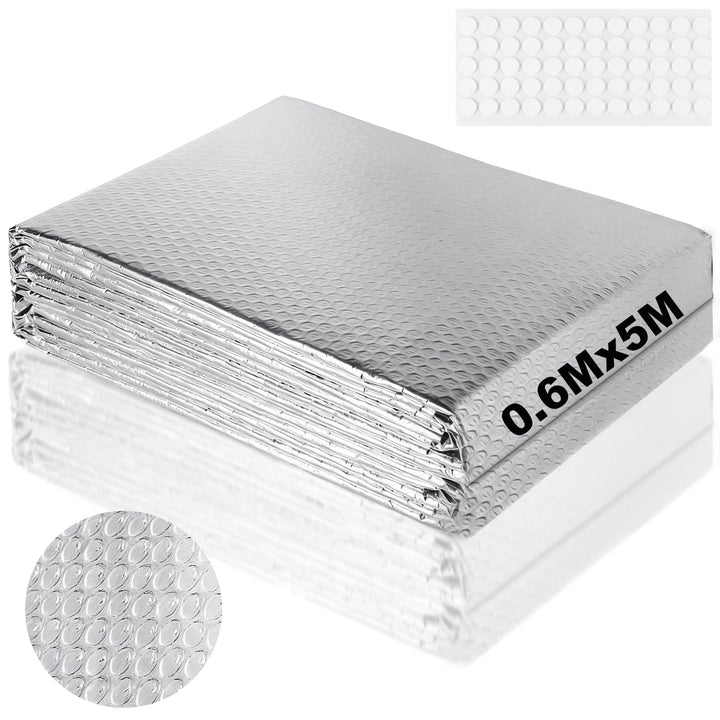5 m x 60 cm Heizkörper Reflexionsfolie Heizung, 3mm Dicke Isolierfolie Dämmfolie Doppelseitige Alu L