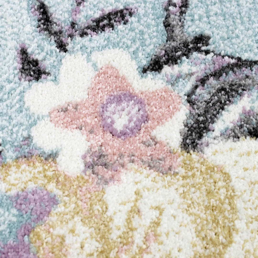 Teppich-Traum Kinderzimmer Spielteppich Vorleger • pflegeleicht • Meerjungfrau Blumen Seifenblasen C